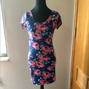 Charlotte Russe Blue and Pink Bodycon Mini Dress